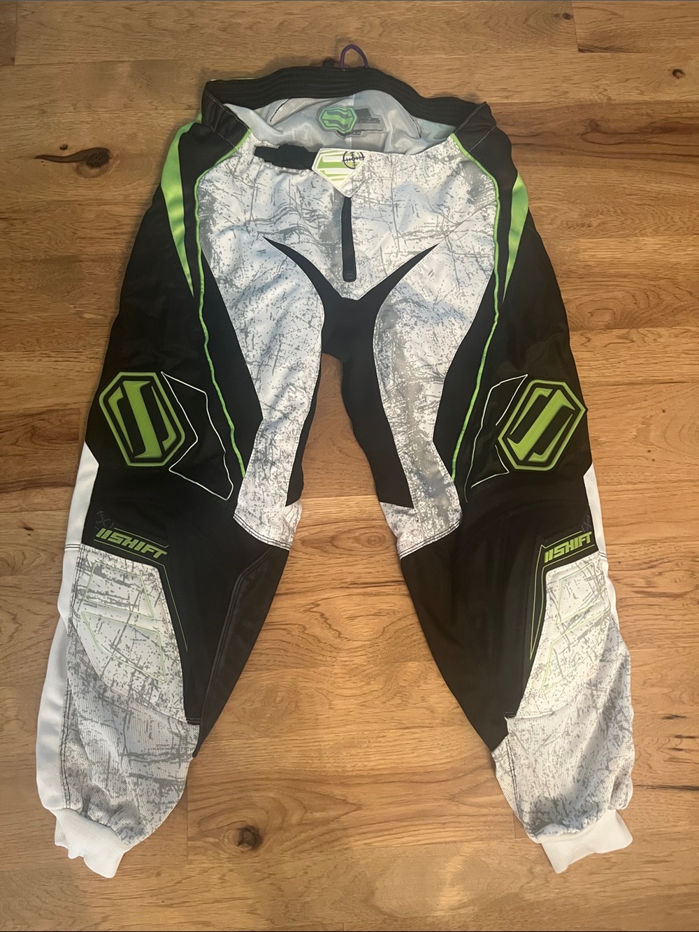 SHIFT White & Green Motocross Pants
